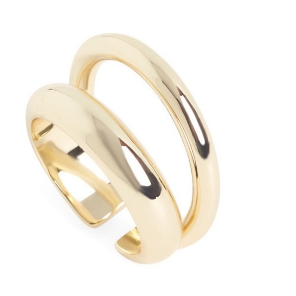 Loren Stewart x Curateur Deux Open Band Double Band Gold Ring Sz 7 w Gift Bag